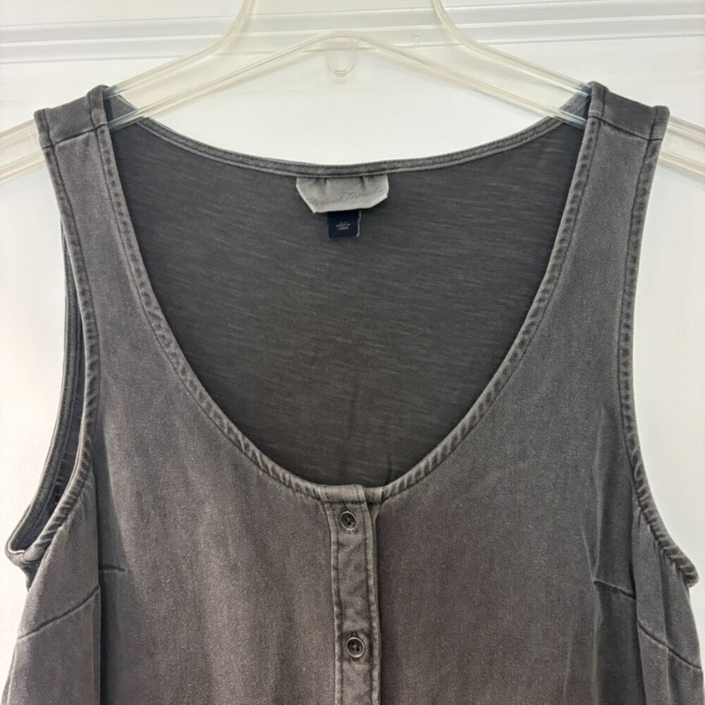 Target Universal Thread Gray Acid Washed Tank Top with Button Front - Picture 2 of 6